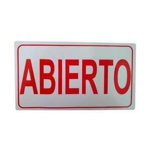 Letrero acrílico "abierto"