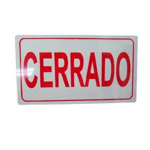 Letrero acrílico "cerrado"