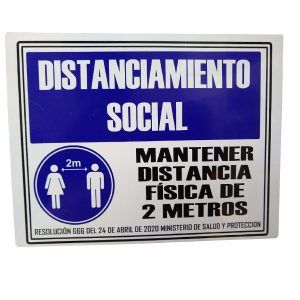 Letrero acrílico "distanciamiento social"