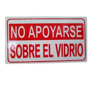 Letrero acrílico "no apoyarse sobre el vidrio"