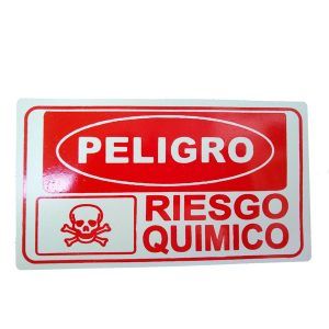 Letrero acrílico "peligro riesgo químico"