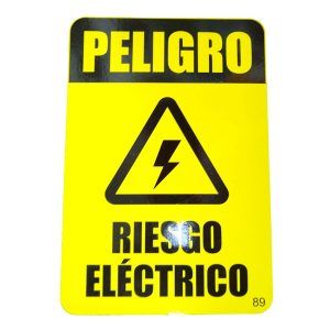 Letrero madera "peligro alto riesgo eléctrico"