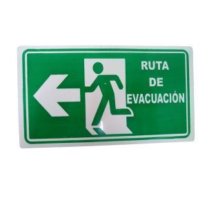 Letrero acrílico "ruta de evacuación izquierda"