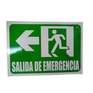 Letrero madera "salida de emergencia izquierda"