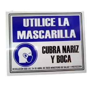 Letrero acrílico "utilice la mascarilla"