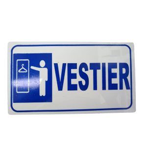 Letrero acrílico "vestier azul"