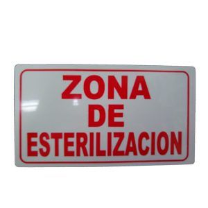 Letrero acrílico "zona de esterilización"
