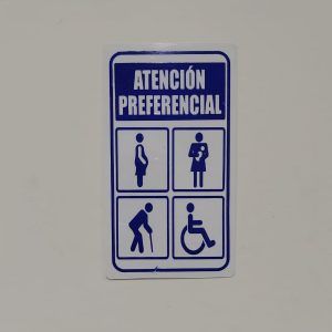 Letrero acrílico "atención preferencial"