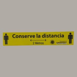Letrero adhesivo "conserve la distancia" tira