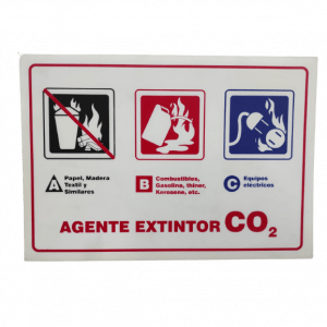 Aviso en acrílico "Agente extintor co2 "