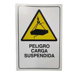 Aviso en acrílico "Peligro carga suspendida"