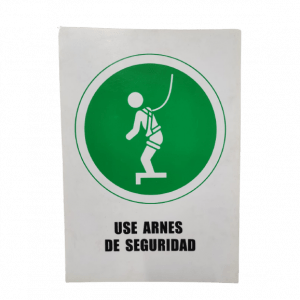 Aviso en acrílico "Use arnés de seguridad"