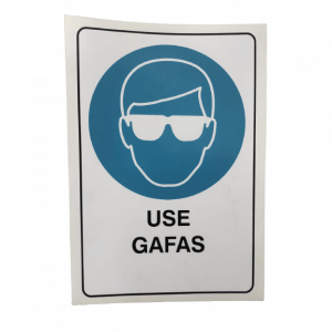 Aviso en acrílico "Use gafas"