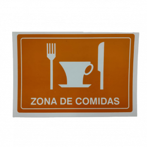 Aviso en acrílico "Zona de comidas"